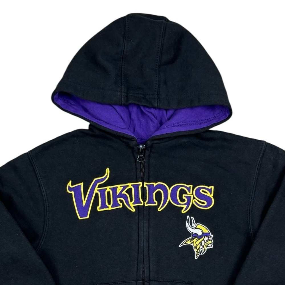 NFL MN Vikings Hooded Zip Sweatshirt 5/6 Black - Picture 7 of 9